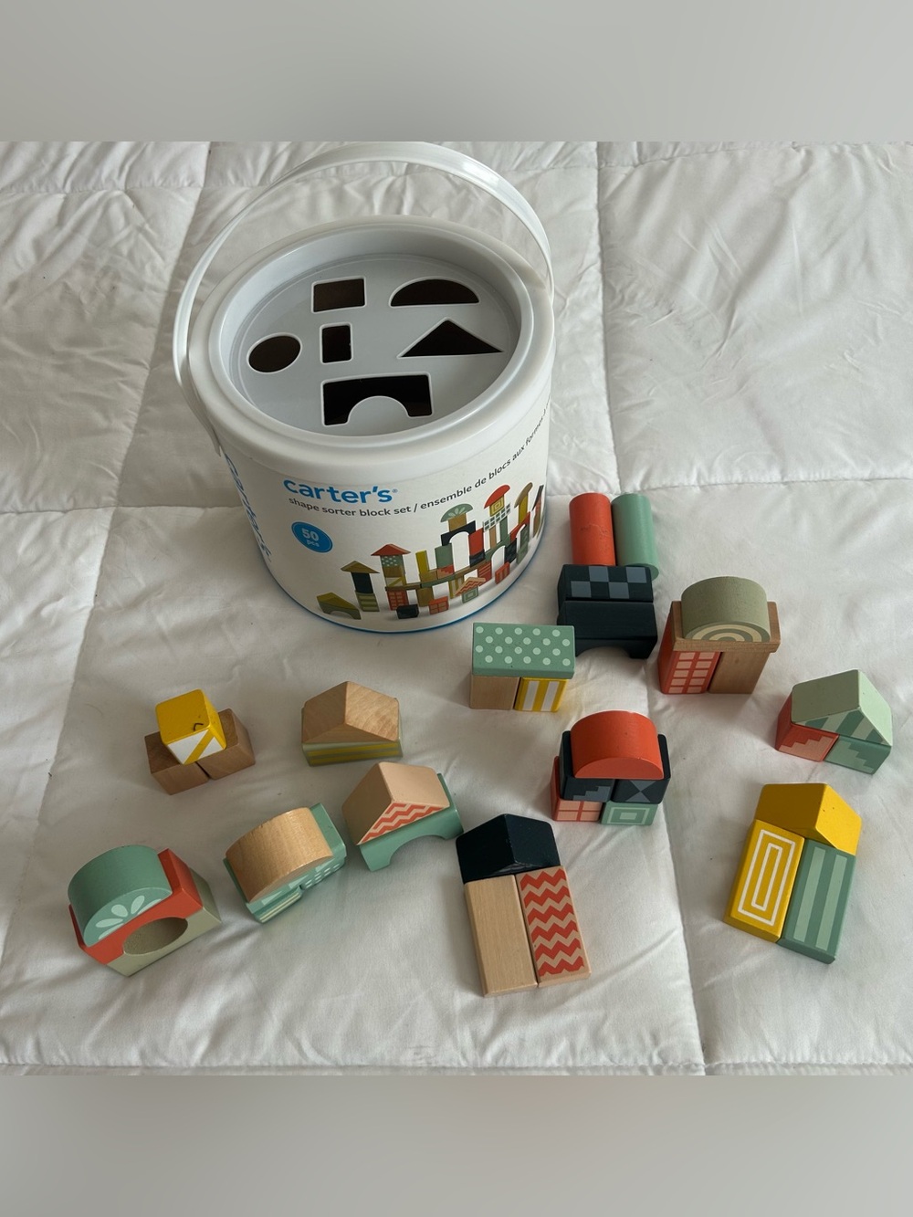 Carter's Shape Sorter Block Set Wooden 39 Pieces Toddler Incomplete Set